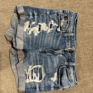 American Eagle Outfitters Blue Distressed Jean Shorts